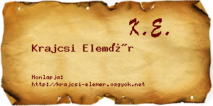 Krajcsi Elemér névjegykártya